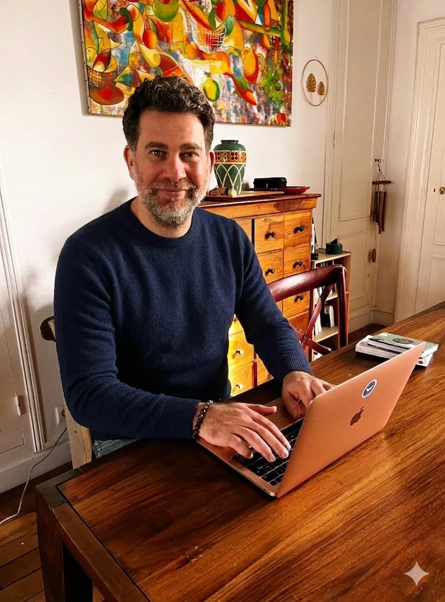 Frédéric Chaze, coach d'écriture, à son bureau