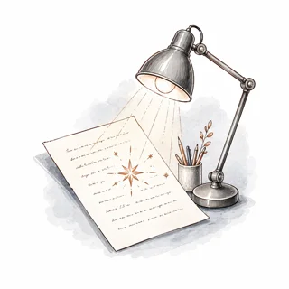 Lampe éclairant un texte : oser montrer son écriture